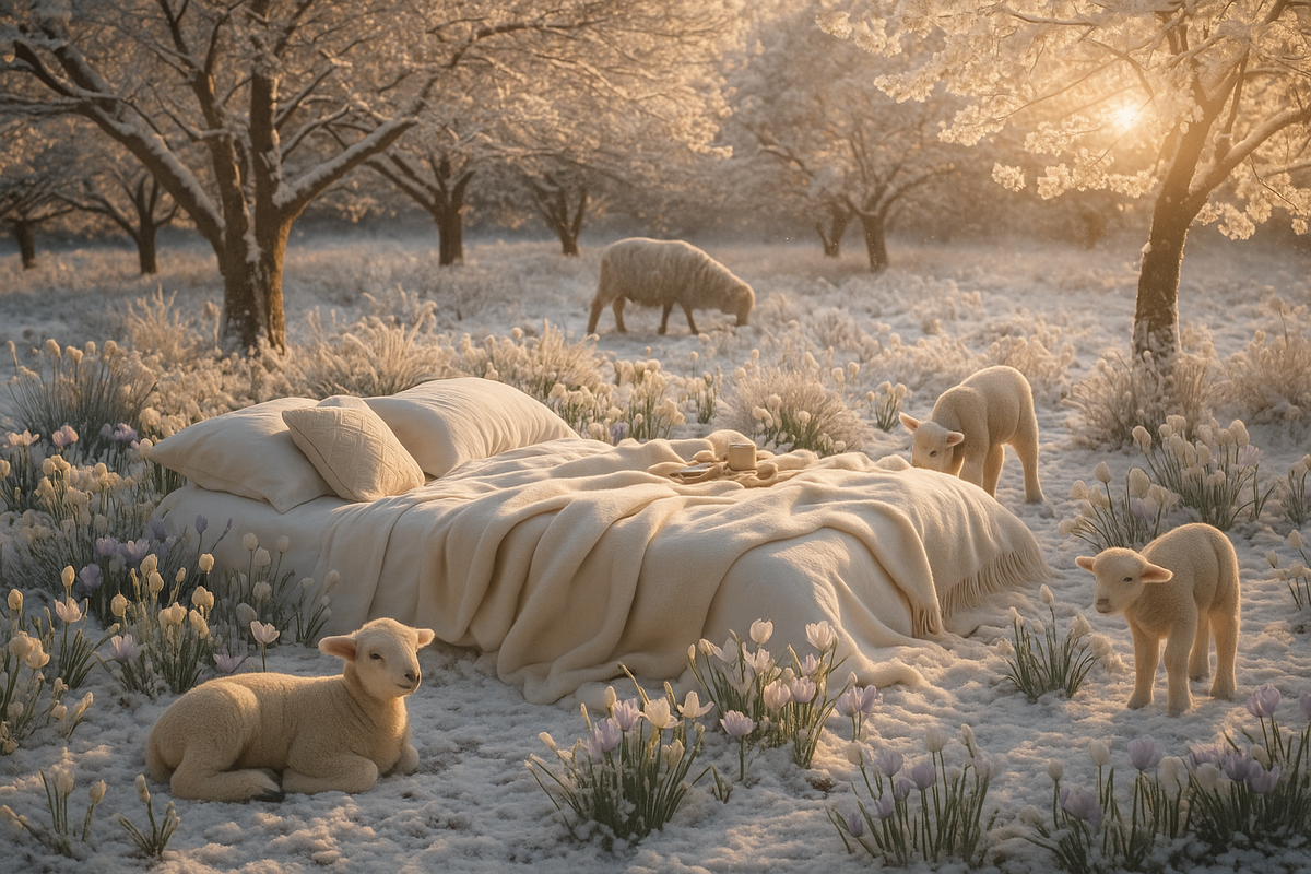 Couple dans un lit en laine Lanado